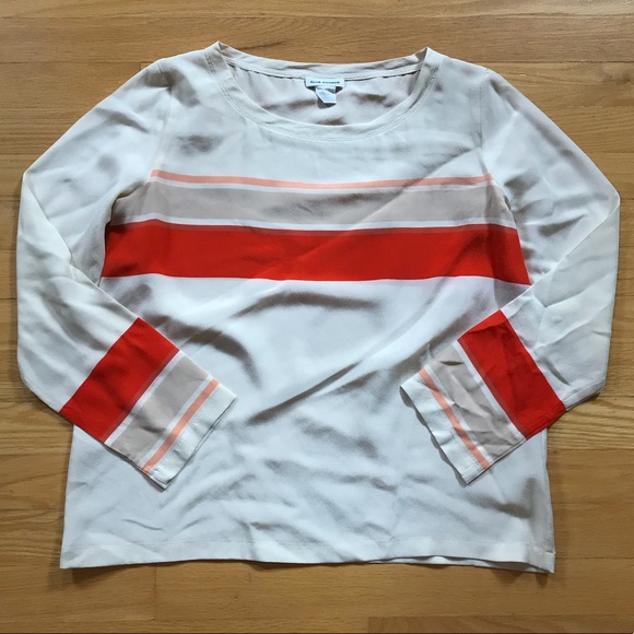 Club Monaco Red stripe 100% silk top - Picture 1 of 3